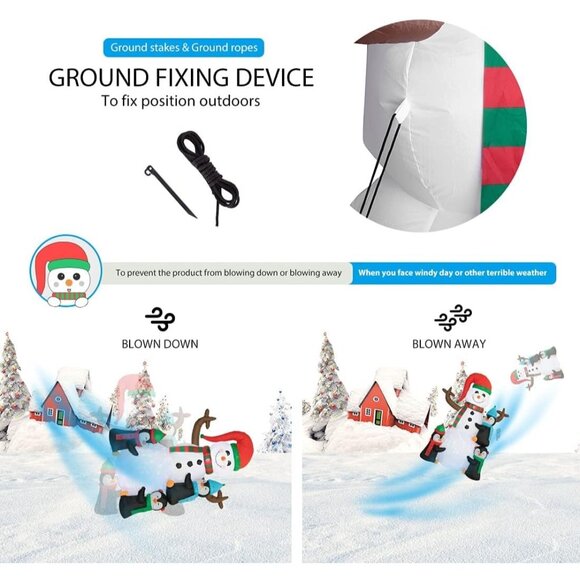 🆕6FT Christmas Inflatable Snowman with Penguin  LED Lights Outdoor Decoration - Picture 8 of 8